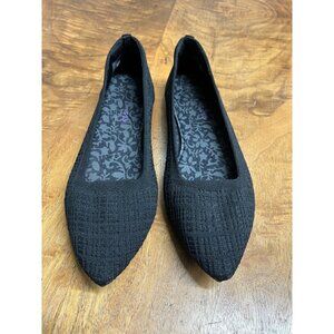 Skechers Women’s 8.5 Cleo Bewitch Black Cloth Slip On Pointed Toe Ballet Flats